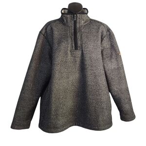 Orvis Men's Gray Black 1/4 Zipper Fleece Lined Sweater Pullover Size L